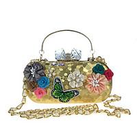 Women Evening Bag leatherette All Seasons Wedding Event/Party Formal MinaudiereRhinestone Satin Flower Pearl Detailing Bead Floral Petals