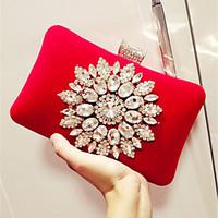 Women Evening Bag Silk All Seasons Wedding Event/Party Party Evening Club Baguette Sparkling Glitter Magnetic Red Black