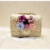 Women Evening Bag PU All Seasons Event/Party Casual Party Evening Date Club Flap Flower Magnetic Silver Black Gold