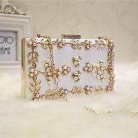 Women Evening Bag PU All Seasons Wedding Event/Party Party Evening Date Club Baguette Pearl Detailing Magnetic Blushing Pink White