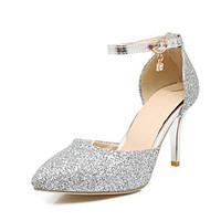 Women\'s Heels Spring Summer Fall Glitter Wedding Casual Party Evening Stiletto Heel Sequin Buckle Gold Silver Blushing Pink