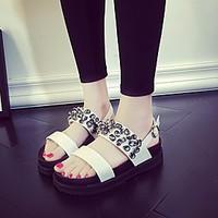 womens sandals spring comfort pu casual black white