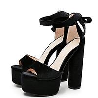 Women\'s Sandals Summer Club Shoes Velvet Party Evening Dress Chunky Heel