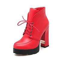 womens boots spring fall winter fashion boots leatherette casual chunk ...