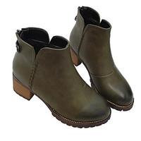 womens boots comfort pu spring casual screen color green black flat