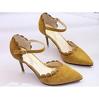 womens heels comfort pu spring casual light brown yellow black flat