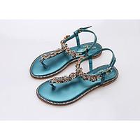 womens sandals comfort pu spring casual green silver black flat