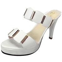 Women\'s Sandals Summer Comfort PU Outdoor Stiletto Heel Black White