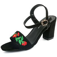 Women\'s Sandals Summer Comfort PU Outdoor Chunky Heel Black