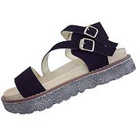 Women\'s Sandals Summer Comfort PU Outdoor Flat Heel Light Yellow Black White
