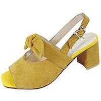 Women\'s Sandals Summer Comfort PU Outdoor Chunky Heel Yellow Black