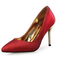 Women\'s Heels Novelty Silk Glitter Wedding Party Evening Stiletto Heel Sequin Sparkling Glitter Split Joint Gold Black Sliver Red