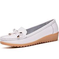 Women\'s Sneakers Moccasin Comfort Pigskin Spring Casual Light Blue Black White Flat