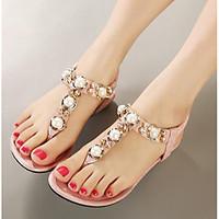 Women\'s Sandals Comfort Glitter Spring Casual Blushing Pink Silver Black Flat