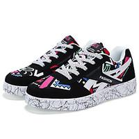 Women\'s Sneakers Spring Fall Comfort PU Casual Flat Heel Lace-up Black Yellow Pink Other