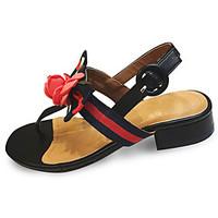 Women\'s Sandals Comfort PU Summer Outdoor Comfort Flat Heel Black Beige Flat