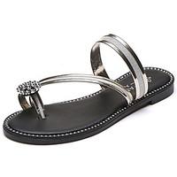 Women\'s Sandals Comfort PU Summer Outdoor Comfort Flat Heel Gold Black Silver Purple Flat