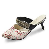 Women\'s Sandals Comfort PU Summer Outdoor Comfort Stiletto Heel Black Ruby 3in-3 3/4in