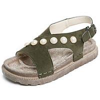Women\'s Sandals Comfort PU Summer Outdoor Comfort Flat Heel Black Gray Green Flat