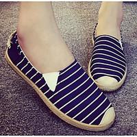 womens loafers slip ons comfort canvas spring casual navy blue black w ...