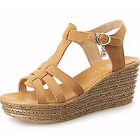 womens sandals basic pump leather summer casual basic pump wedge heel  ...