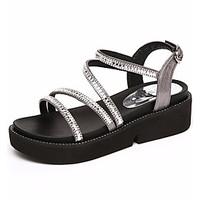 Women\'s Sandals Comfort Synthetic Summer Office Career Comfort Wedge Heel Black 3in-3 3/4in