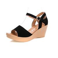 Women\'s Sandals Club Shoes Leather Summer Casual Wedge Heel Pool Green Black 2in-2 3/4in
