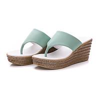 Women\'s Sandals Casual Leather Summer Daily Wedge Heel Blushing Pink Green White 2in-2 3/4in