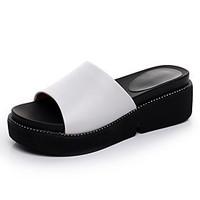 womens sandals casual leather summer daily wedge heel ruby black white ...