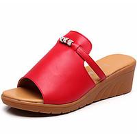 womens sandals comfort leather summer office career comfort wedge heel ...