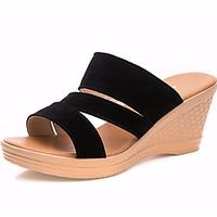 Women\'s Sandals Comfort Leather Summer Casual Comfort Wedge Heel Blushing Pink Blue Ruby Yellow Black 2in-2 3/4in