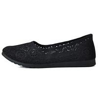 womens loafers slip ons light soles tulle summer casual flat heel blac ...