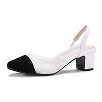 Women\'s Sandals Spring Summer Leatherette Dress Chunky Heel White Black