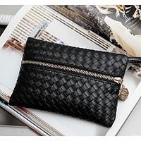 women pu clutch evening bag black