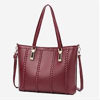 Women Tote PU All Seasons Formal Casual Event/Party Wedding Office Career Barrel Zipper Gray Ruby Black