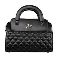 Women Tote PU All Seasons Formal Casual Event/Party Wedding Office Career Shell Clasp Lock Ruby Black