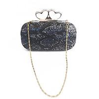 Women Sequins Beaded Event/Party Evening Bag with Snake Pattern Gold/Blue