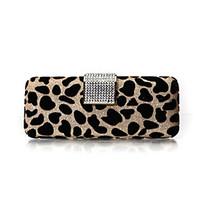 Women Leopard Pattern Clutches Evening Gold/Silver with Crystals