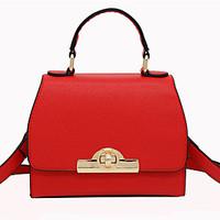 Women Tote PU All Seasons Formal Casual Event/Party Wedding Office Career Flap Clasp Lock Ruby Black