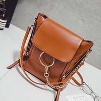 Women Shoulder Bag PU All Seasons Formal Casual Event/Party Wedding Office Career Saddle Zipper Brown Gray Ruby Black