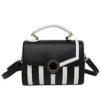 Women Tote PU All Seasons Formal Casual Event/Party Wedding Office Career Flap Clasp Lock Black/White