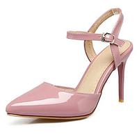 Women\'s Shoes Sandals Spring Summer Fall Comfort Leatherette Office Career Dress Casual Stiletto Heel Buckle Blushing Pink Beige Black