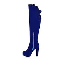 Women\'s Spring Fall Winter Platform Fashion Boots Faux Suede Dress Stiletto Heel Zipper Black Blue