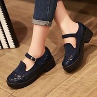 womens spring summer fall winter platform patent leather dress chunky  ...