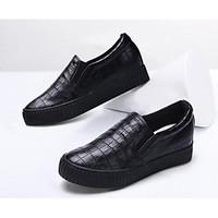 womens loafers slip ons comfort pu spring casual black flat