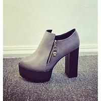 Women\'s Boots Comfort PU Spring Casual Gray Black Flat