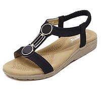 womens sandals comfort pu spring casual almond black flat