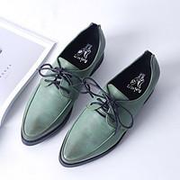 womens oxfords fall leatherette casual flat heel black arm green light ...