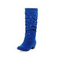 womens fall winter riding boots suede dress chunky heel sparkling glit ...