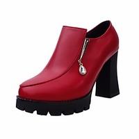 Women\'s Boots Comfort PU Spring Casual Red Black Flat